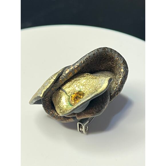 Vintage Artisan Flossie 1992 Art Deco Style Woman's Face Brooch Pin - Picture 4 of 8